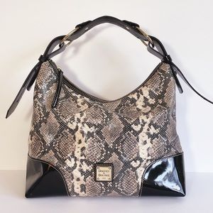 Dooney Bourke Nikki Python Patent Leather Hobo Handbag